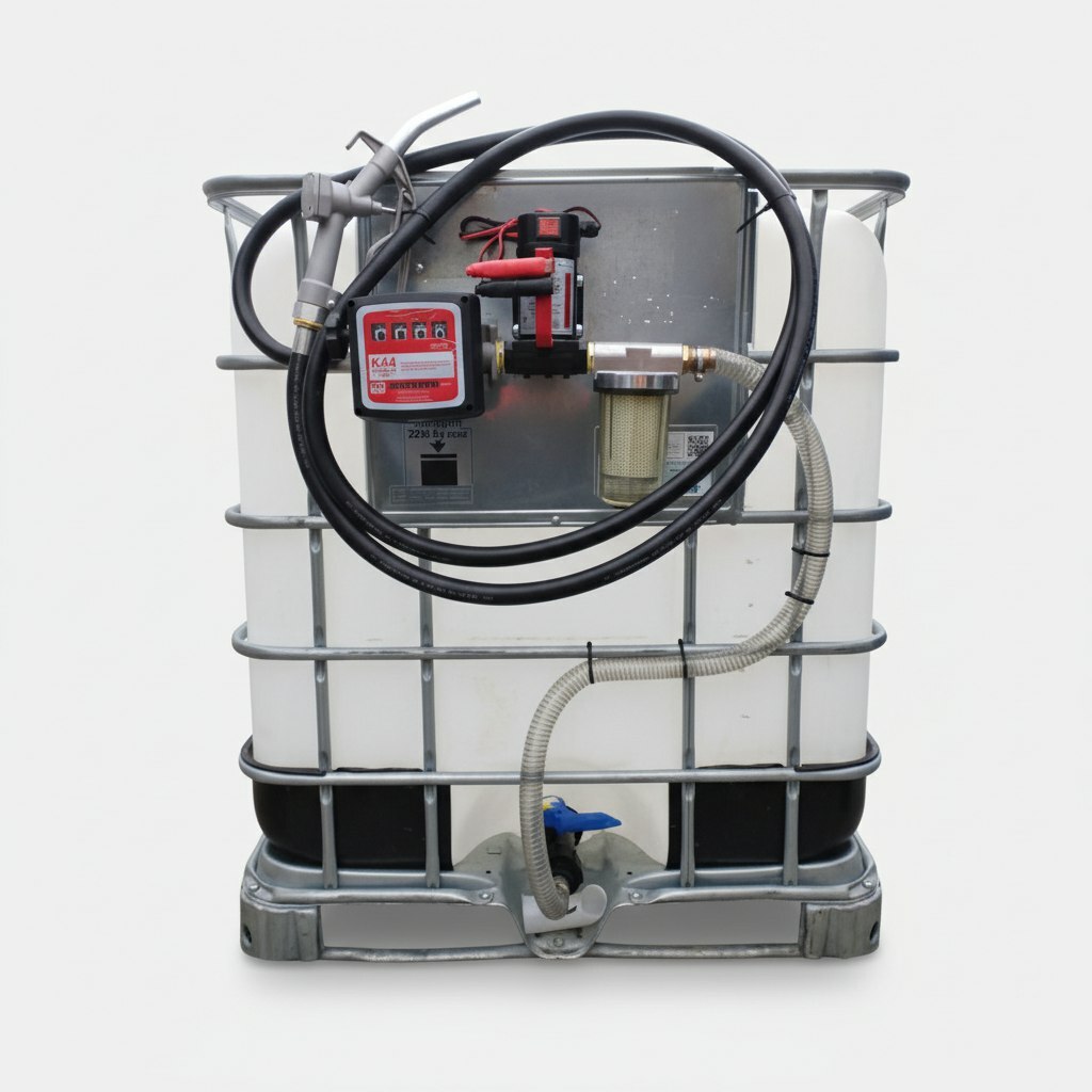 Мини АЗС на базе Еврокуба 1000л для ДТ  12/24 В    ( Китай) &nbsp;