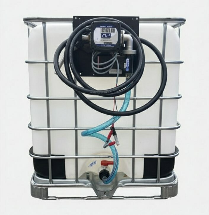 Мини АЗС на базе Еврокуба 1000л для ДТ 12/24/ 220В ( Италия)  